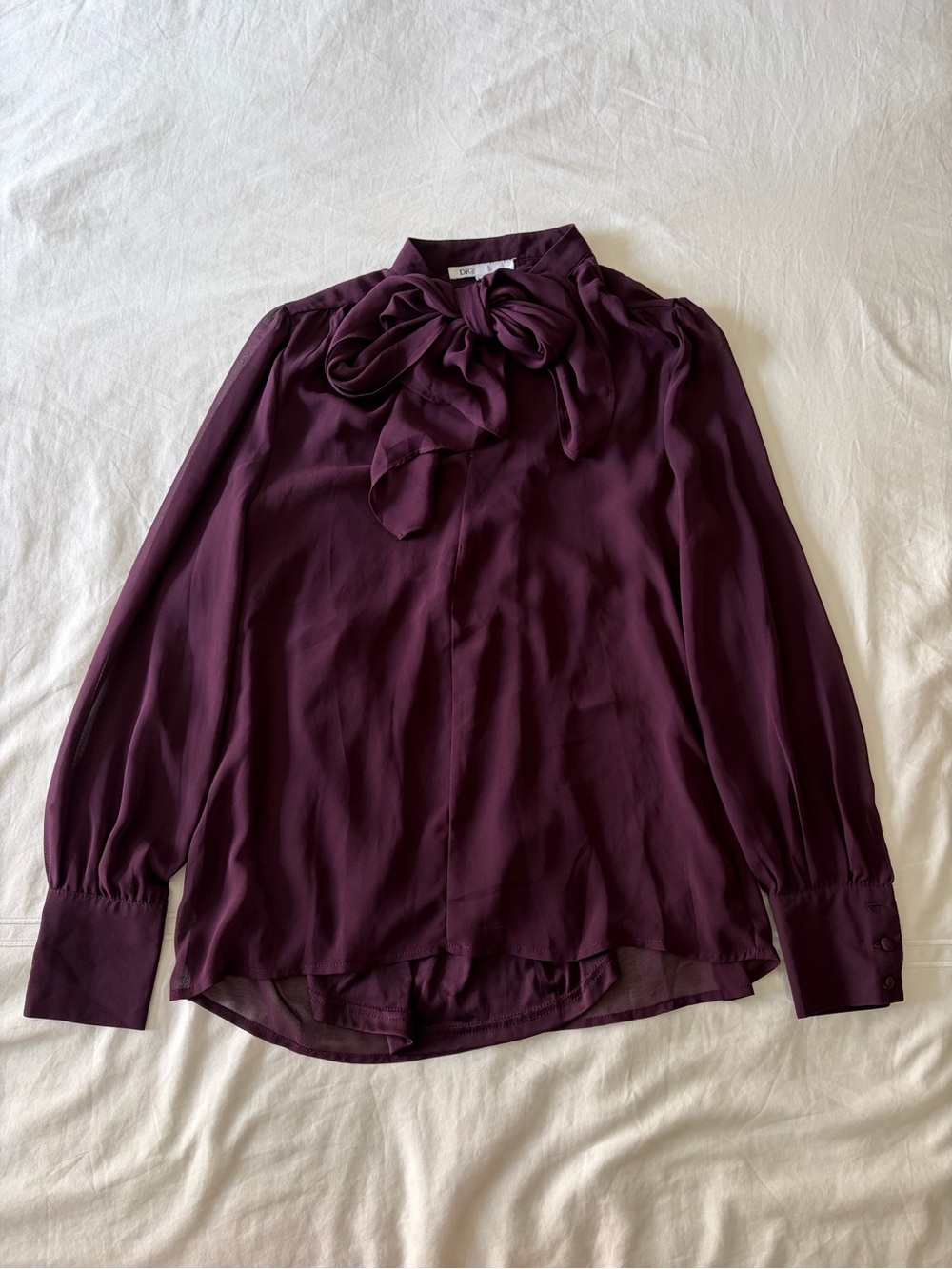 DR2 Plum Long-Sleeve Blouse Size XS